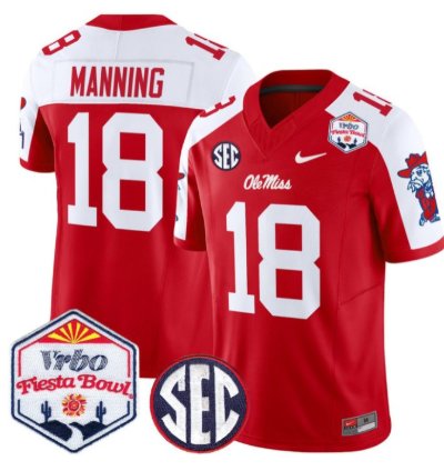 Archie Manning 18 Ole Miss Rebels Football Jersey 2026 Fiesta Bow Vapor Patch All Stitched