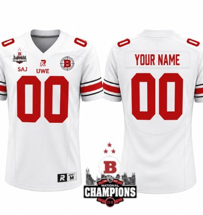 Custom Uwe Bullets Football Jersey National Champions Patch All Stitched White