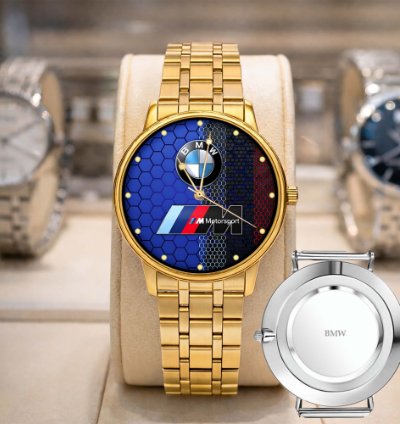 Bmw Logo Custom Analog Watch Stainless Steel Mens Bm1