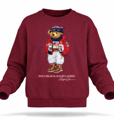 Polo Bear Sweatshirt Pluppy Bear Design Winter Gift Maroon