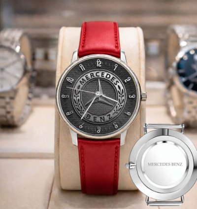 Mercedes Benz Sport Car Mens Watch Brake Caliper Dial Gold Metal Strap