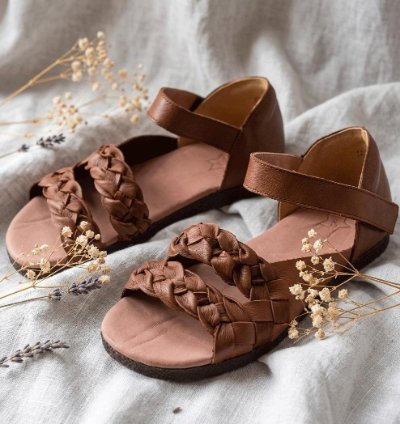Handmade Genuine Leather Braided Sandals For Women Brown Flat Sandals Boho Summer Shoes Artisan Leather Gift For Her