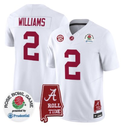 Ryan Williams Jersey 2 Alabama Crimson Tide 2026 Rose Bowl Stitched White