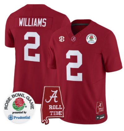 Ryan Williams Jersey 2 Alabama Crimson Tide 2026 Rose Bowl Stitched Crimson