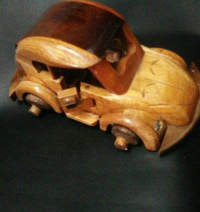 Antique Wooden Vw Frozen Car Miniature