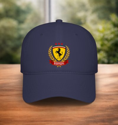 Ferrari Style Baseball Cap Navy Adjustable Racing Hat Premium Unisex Cap