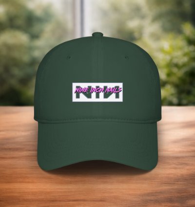 Nine Inch Nails Hat Nin Logo Forest Green Adjustable Baseball Cap For Rock Music Fans