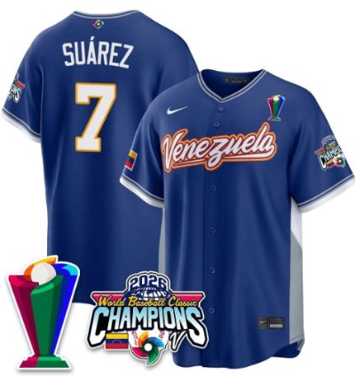 Eugenio Suarez 7 Venezuela Baseball Jersey 2026 World Baseball Classic Champions Limited Stitched