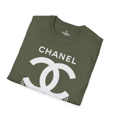 Chanel Logo Necklace Military Green T-shirt - Size Usa