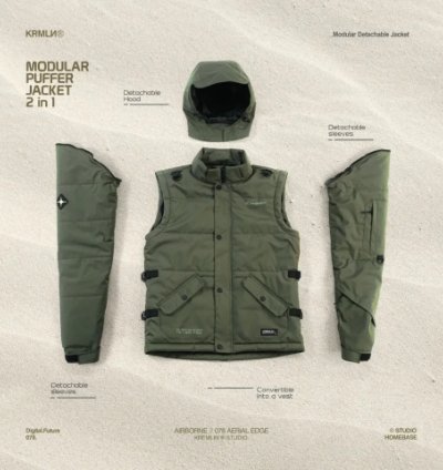 Kremlin 2-in-1 Modular Puffer Jacket Army Green Airborne
