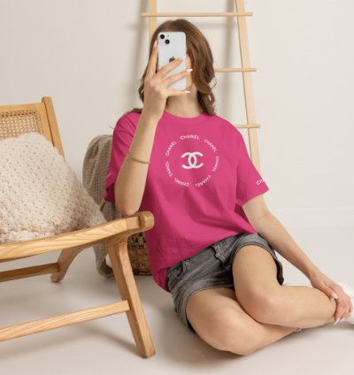 Chanel Logo Circle Heliconia T-shirt - Size Usa