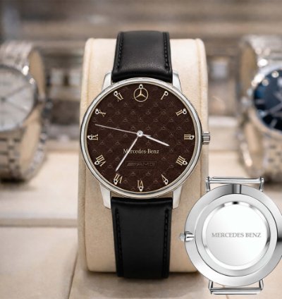 Mercedes Benz Sport Car Mens Watch Brake Caliper Dial Gold Metal Strap