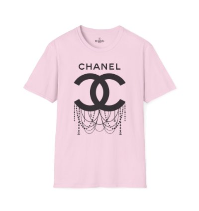 Chanel Logo Necklace Light Pink T-shirt - Size Usa