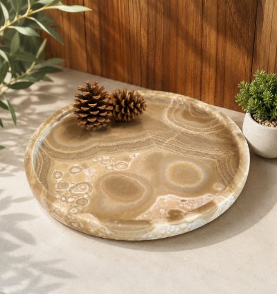 Round Marble Tray 25cm Handmade Natural Stone Vanity Tray Bathroom Counter Decor Jewelry Perfume Display Coffee Table...