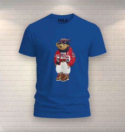 Polo Bear T-shirt Winter Games 2026 Olympics Style Bear Shirt Blue