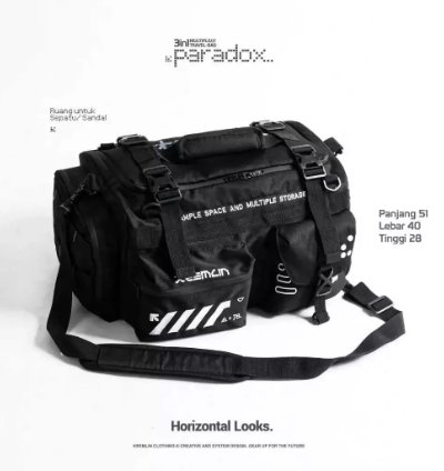 Kremlin Paradox - Multiple Duffle Travel Bag 3 In 1 Techwear Black