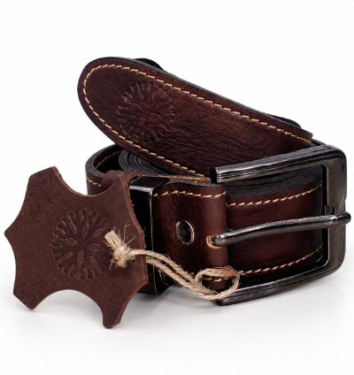 Handmade Genuine Cow Leather Belt Dark Brown