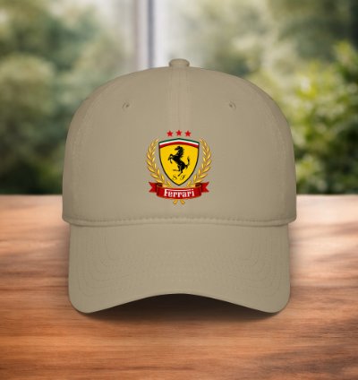 Ferrari Style Baseball Cap Khaki Adjustable Racing Hat Premium Unisex Cap