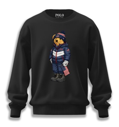 Patriotic American Bear Sweatshirt Black