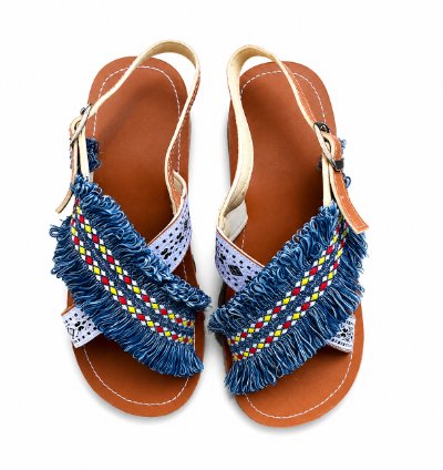 Boho Fringe Sandals Ethnic Woven Slingback Summer Beach Flats