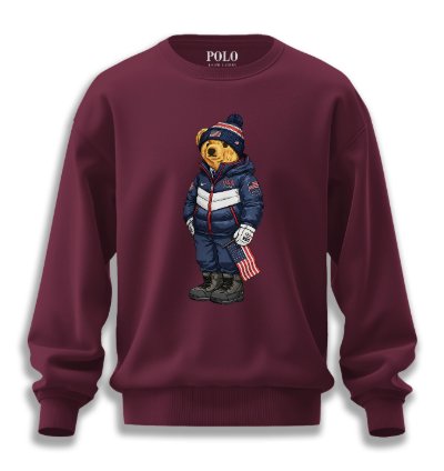 Patriotic American Bear Sweatshirt Maroon
