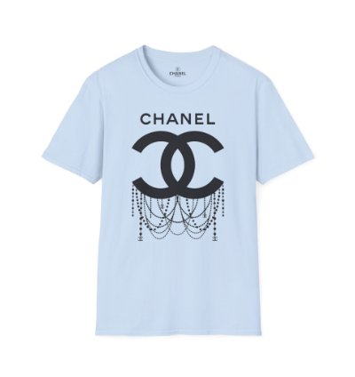 Chanel Logo Necklace Light Blue T-shirt - Size Usa