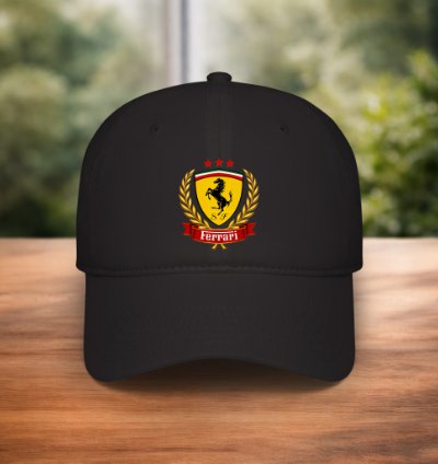 Ferrari Style Baseball Cap Black Adjustable Racing Hat Premium Unisex Cap