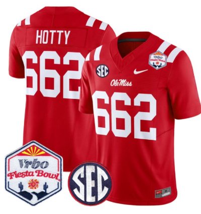 Hotty 662 Ole Miss Rebels Football Jersey 2026 Fiesta Bow Vapor Patch All Stitched