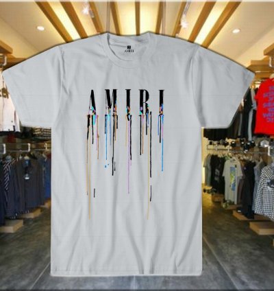 Drip Letter Print Unisex T-shirt Light Blue