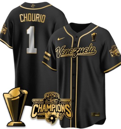 Jackson Chourio 1 Venezuela Baseball Jersey 2026 World Baseball Classic Champions Limited Stitched