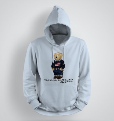 Classic Bear Hoodie Unisex Pullover Light Blue