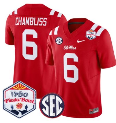 Trinidad Chambliss 6 Ole Miss Rebels Football Jersey 2026 Fiesta Bow Vapor Patch All Stitched
