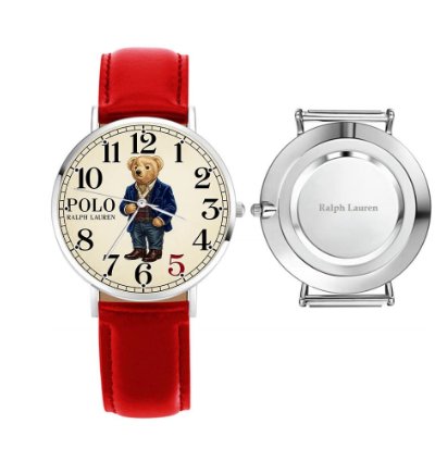 Smart Navy Jacket Teddy Bear Mens Wrist Watch225 Leather Red