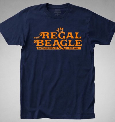 The Regal Beagle Navy T-shirt Threes Company Tv Series Retro 70s Bar Club Funny