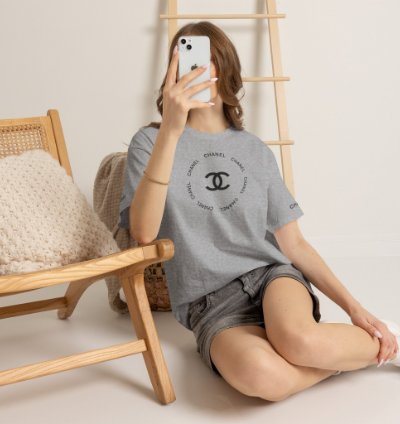 Chanel Logo Circle Grey T-shirt - Size Usa