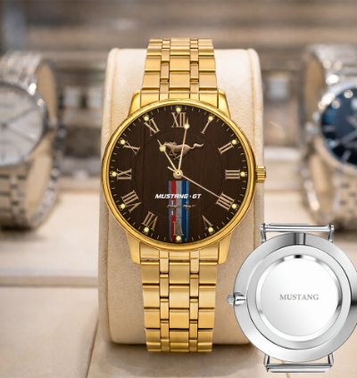 Ford Mustang Car Watch For Men Red Leather Strap Luxury Wristwatch