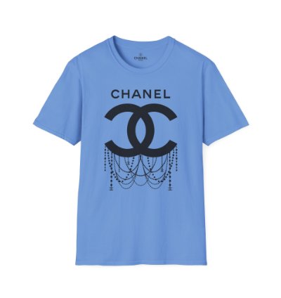 Chanel Logo Necklace Carolina Blue T-shirt - Size Usa