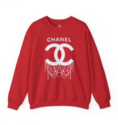 Chanel Logo Necklace Red Sweatshirt - Size Usa
