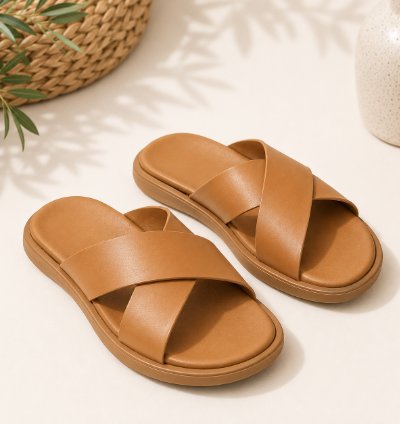 Mens Leather Slide Sandals Handmade Tan Sandals