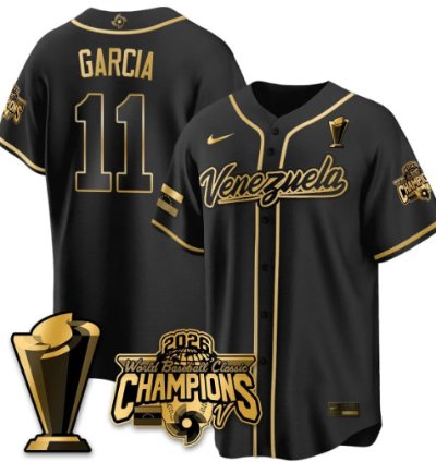 Maikel Garcia 11 Venezuela Baseball Jersey 2026 World Baseball Classic Champions Limited Stitched