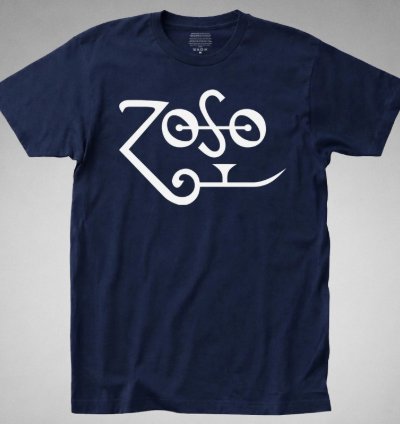 Zoso T-shirt Jimmy Page Plant Zeppelin Robert Classic Rock 70s Vintage Logo Navytee