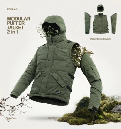 Kremlin 2-in-1 Modular Puffer Jacket Army Green Airborne