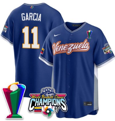 Maikel Garcia 11 Venezuela Baseball Jersey 2026 World Baseball Classic Champions Limited Stitched