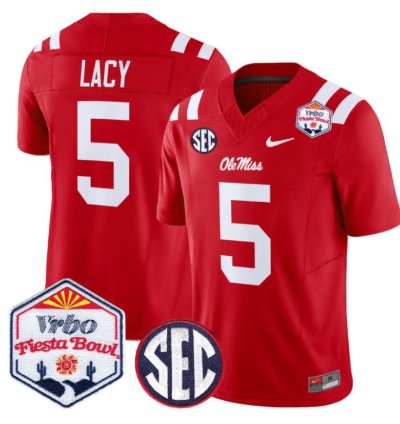 Kewan Lacy 5 Ole Miss Rebels Football Jersey 2026 Fiesta Bow Vapor Patch All Stitched
