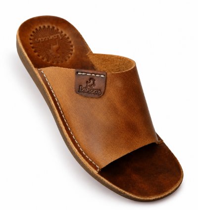 Mens 100 Genuine Cow Leather Sandals In Tan