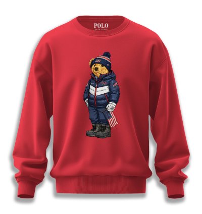 Patriotic American Bear Sweatshirt Red