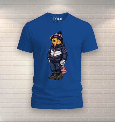 Patriotic American Bear Shirt Blue
