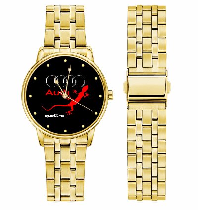 Audi Quattro Logo Sport Watch Leather Band