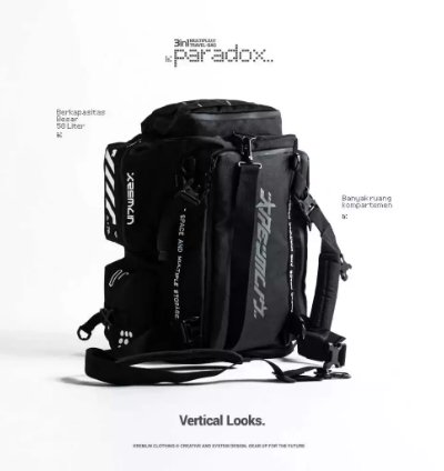 Kremlin Paradox - Multiple Duffle Travel Bag 3 In 1 Techwear Black