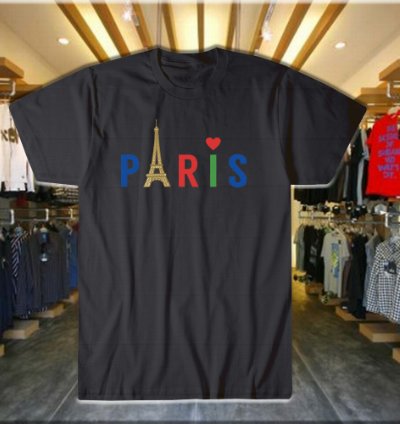 Paris Style Eiffel Tower T-shirt Beautiful Navy